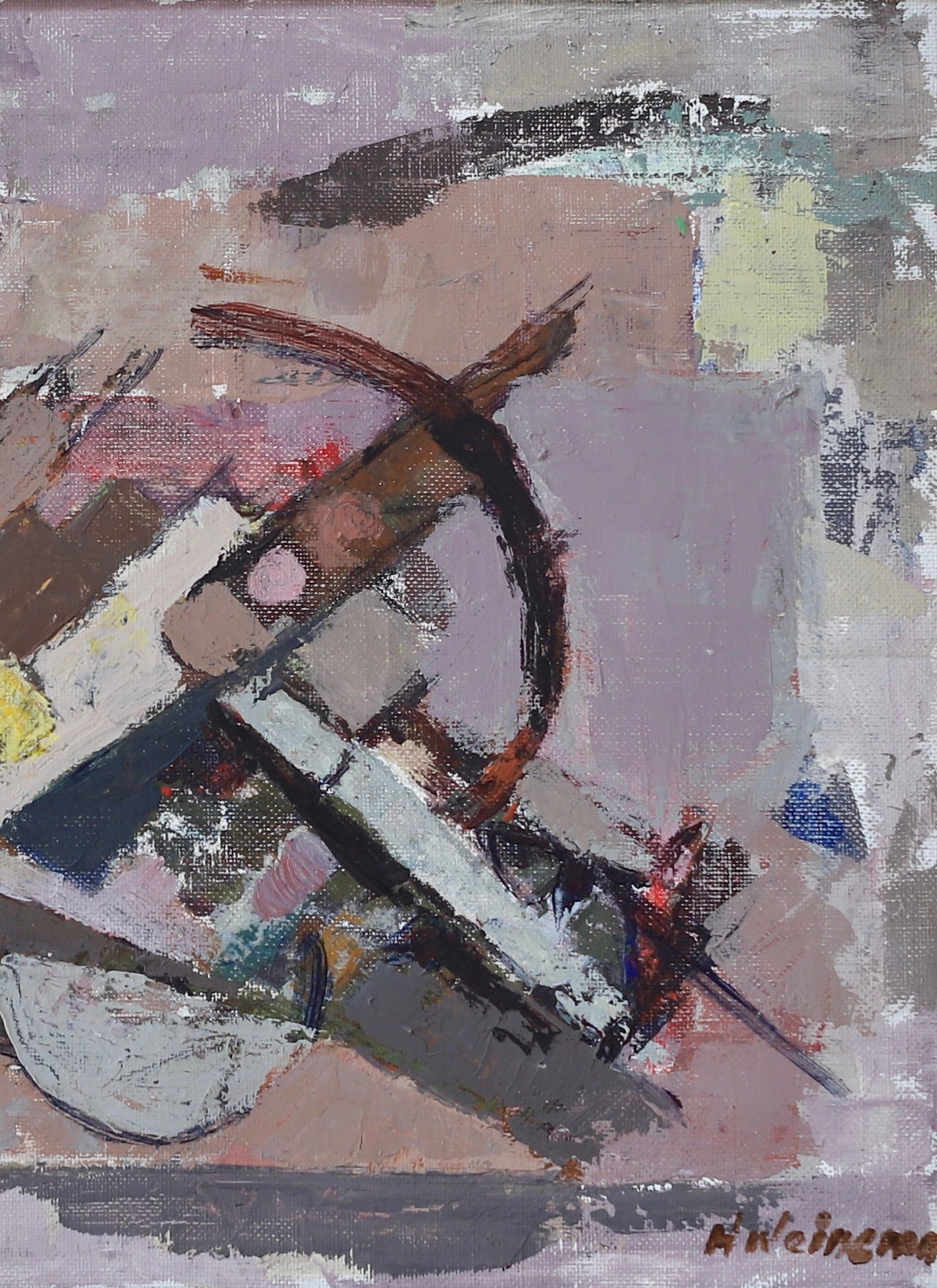 Vintage Original Abstract Oil Painting From Sweden
