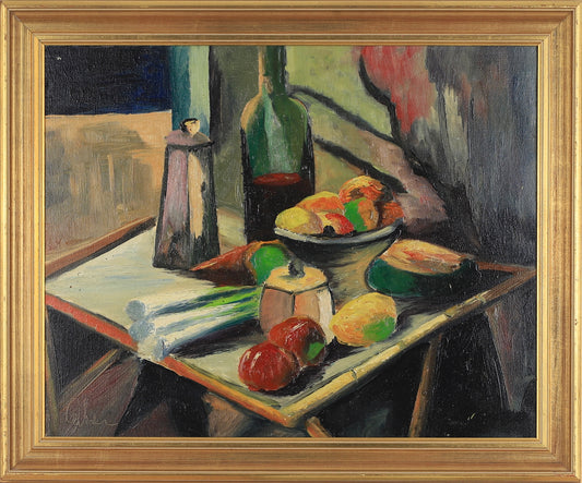Vintage Art Room Oil Painting Kitchen Still Life From Sweden