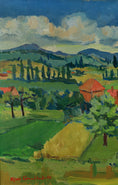Load image into Gallery viewer, Original Mid Century Landscape Oil Painting from Sweden 1956
