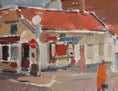Load image into Gallery viewer, Mid Century Original Cityscape Oil Painting Sweden 1970
