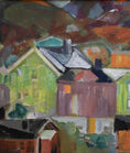 Load image into Gallery viewer, Colorful Mid Century Original Vintage Oil Painting from Sweden
