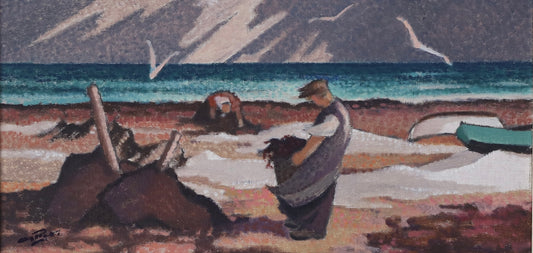Mid Century Original Vintage Oil Painting from Sweden