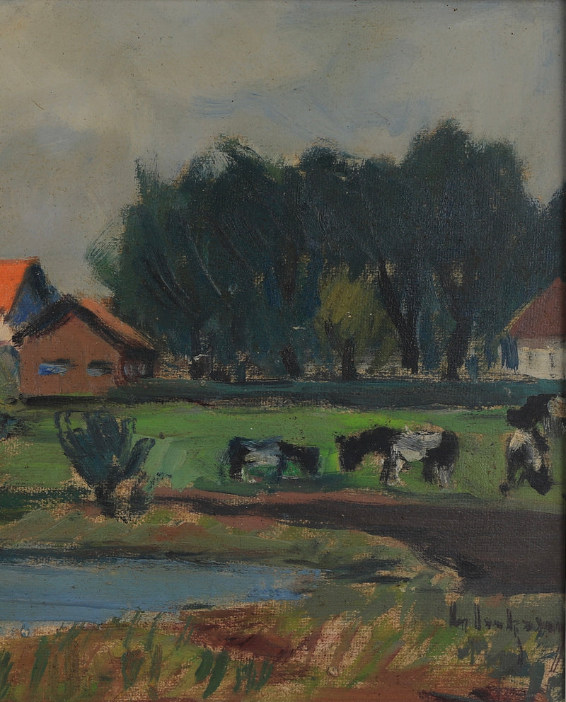 Mid Century Oil Painting From Sweden by G Isaksson