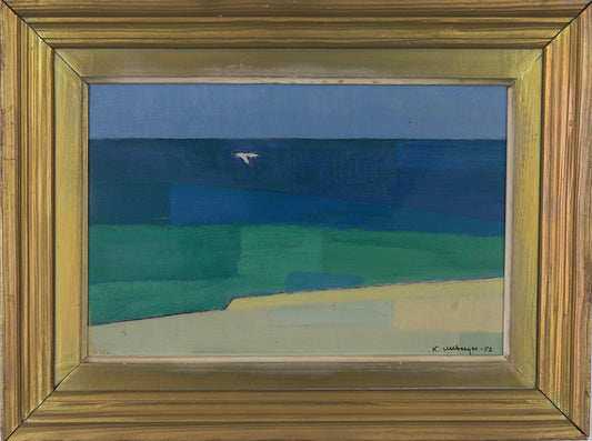 Mid Century Art Coastal Oil Painting from Sweden 1952
