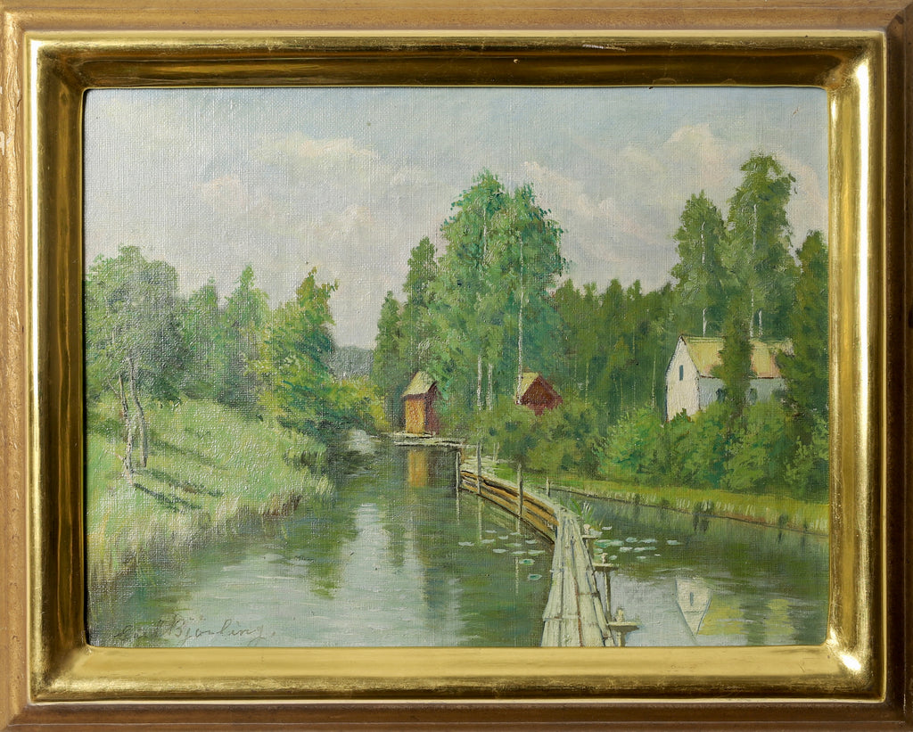 Vintage Art Original Landscape Oil Painting From Sweden