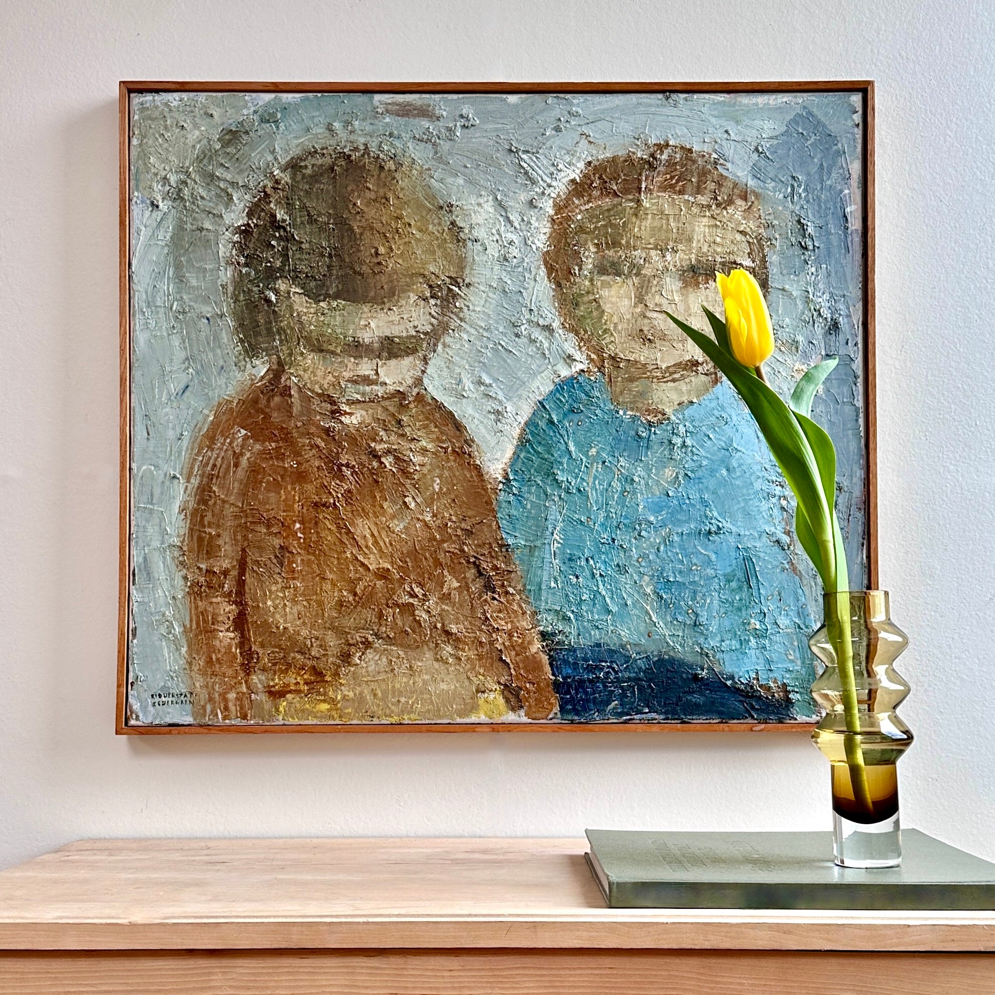 Vintage Children's Portrait Oil Painting From Sweden