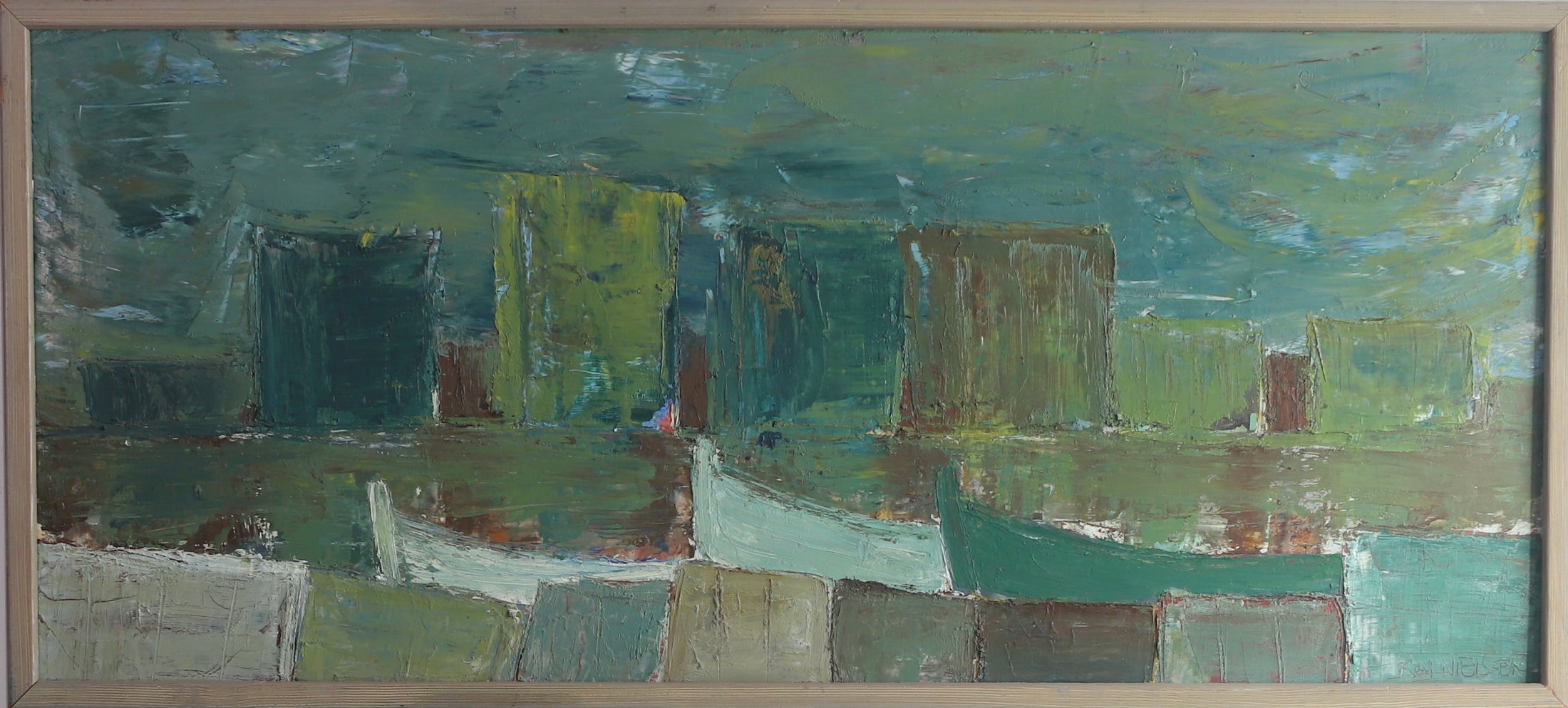 Vintage Art Room Mid Century Original Oil Painting from Sweden
