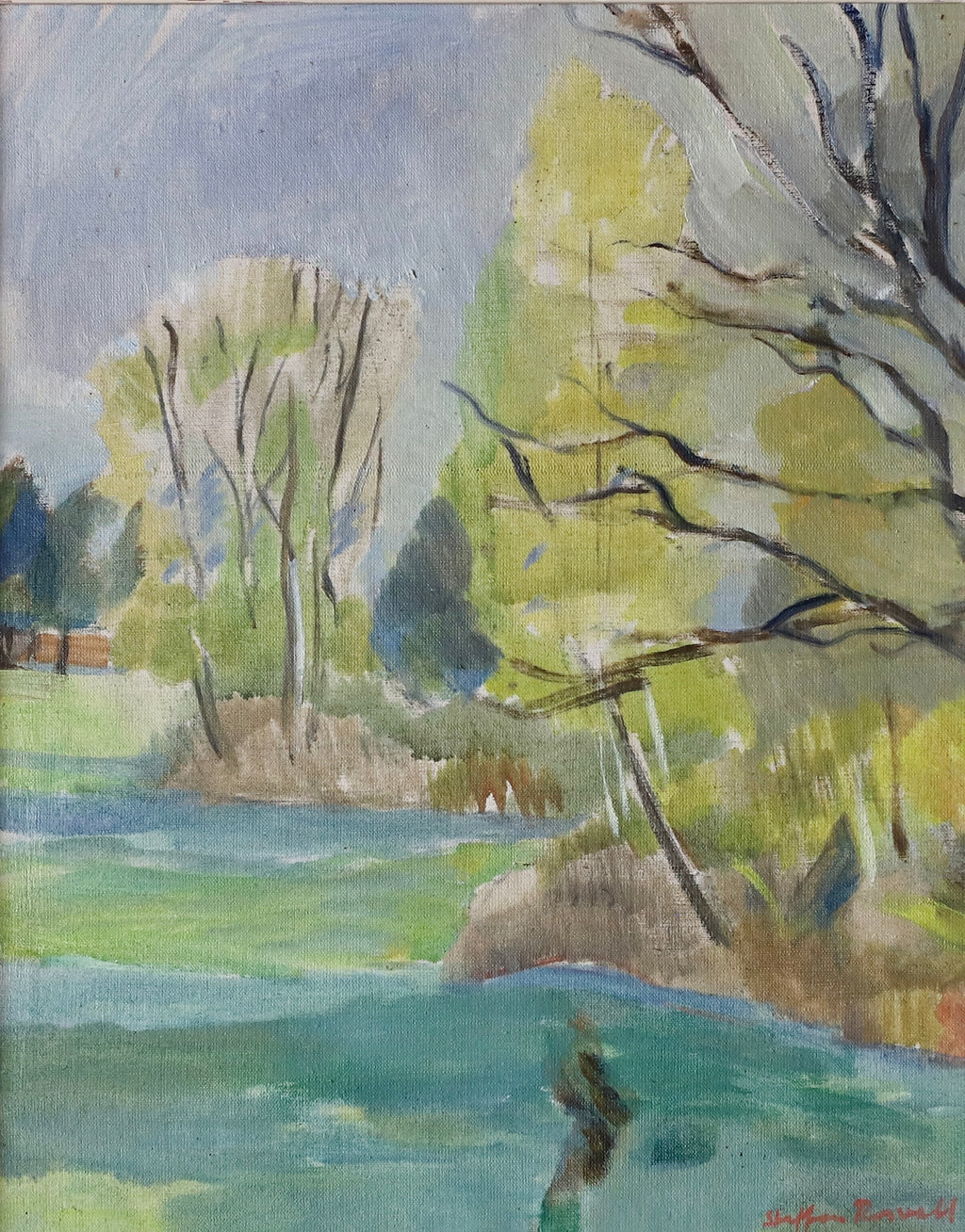 Colorful Swedish Vintage Original Landscape Oil Painting