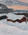 Vintage Art Room Original Winter Oil Painting from Sweden 1964