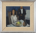 Load image into Gallery viewer, Mid Century Original Dining Scene Oil Painting from Sweden
