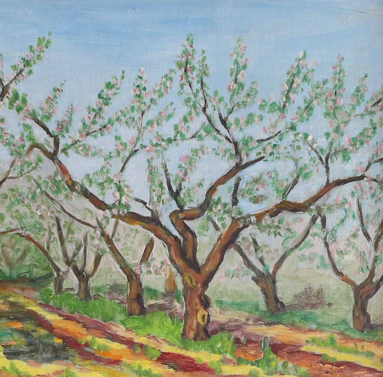 Colorful Swedish Vintage Original Landscape Oil Painting