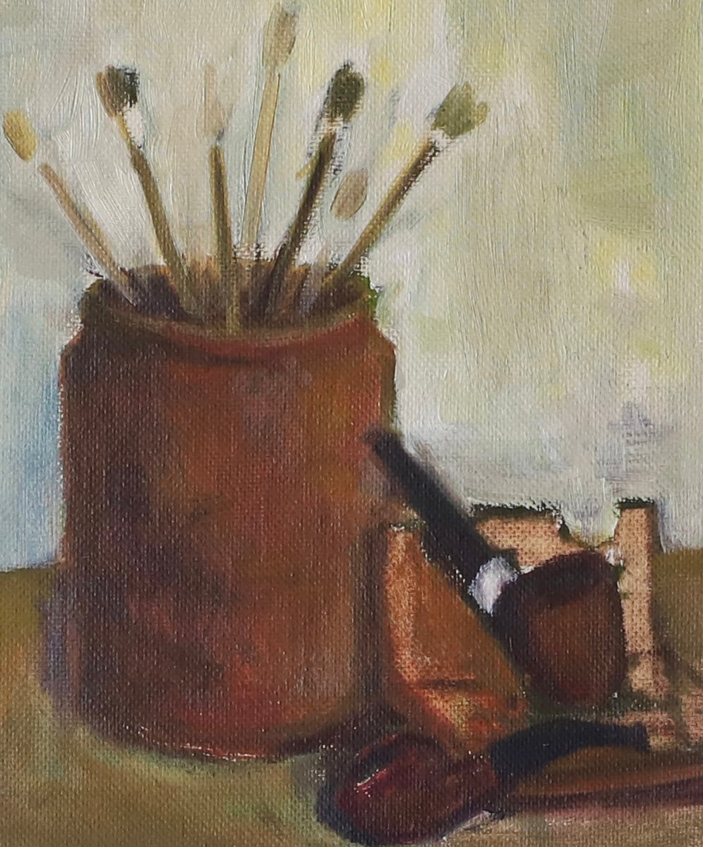 Swedish Vintage Art Still Life Oil Painting by H Larsson
