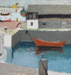 Mid Century Harbor Oil Painting from Sweden By G Isaksson