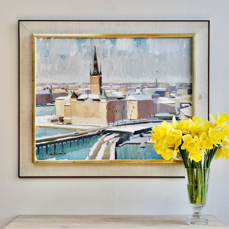 Original Oil Painting Vintage Mid Century From Sweden by S Rosendahl