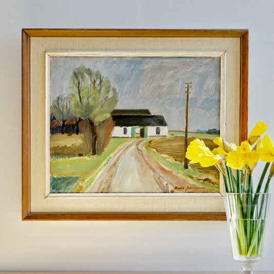 Mid Century Vintage Original Landscape Oil Painting from Sweden