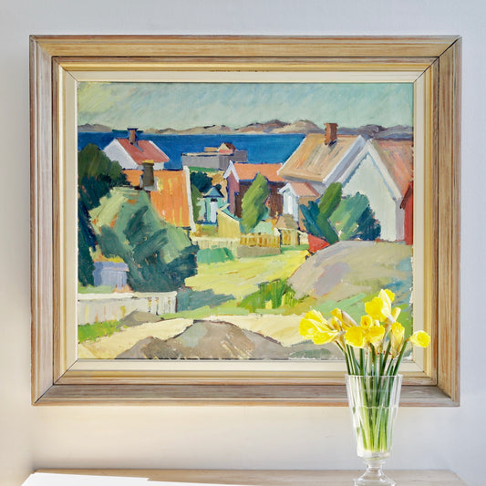 Mid Century Vintage Coastal Painting from Sweden