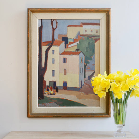 Mid Century Original Painting By G Höglund Sweden