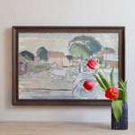 Vintage Original Harbor Oil Painting From Sweden