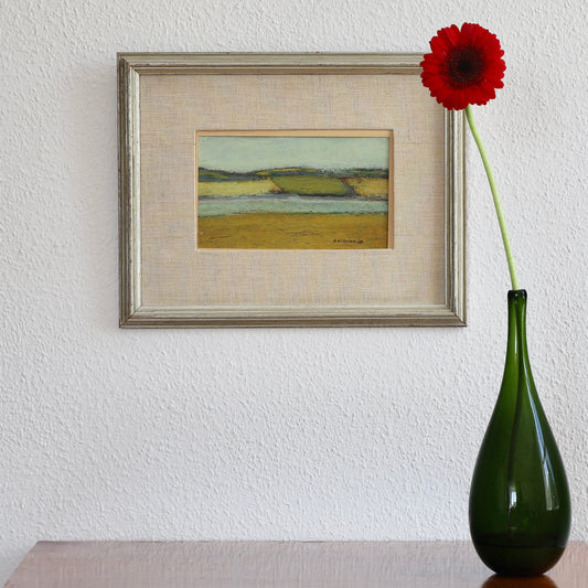 Mid Century Vintage Coastal Oil Painting From Sweden