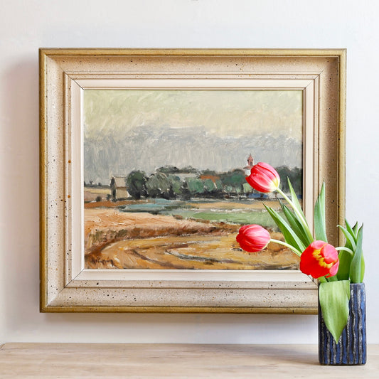 Mid Century Landscape Oil Painting From Sweden by G Isaksson