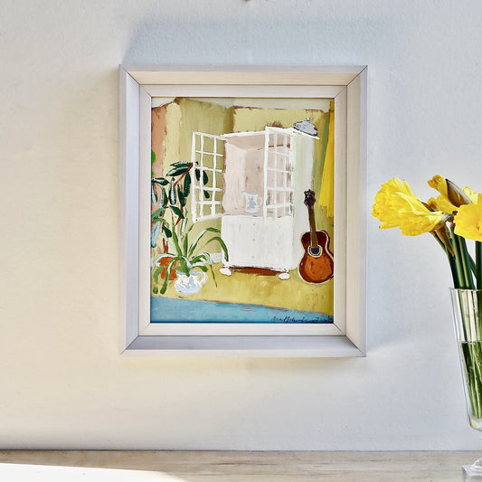 Vintage Art Mid Century Interior Scene From Sweden 1979