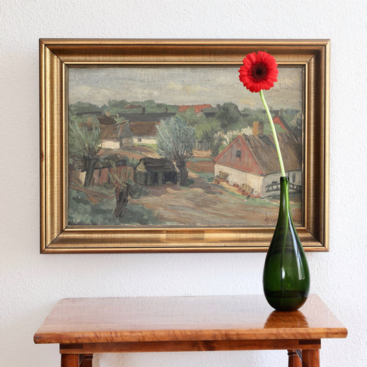 Vintage Art Original Landscape Oil Painting by H Lundström From Sweden