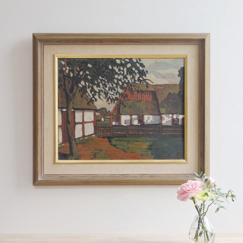 Original Vintage Farmhouse Oil Painting from Sweden