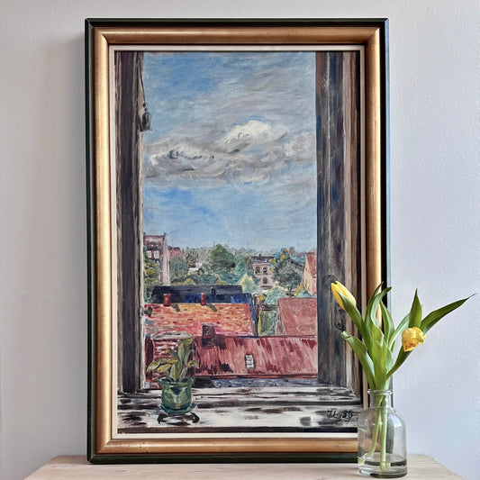 Vintage Art Room Original Still Life Oil Painting From Sweden 1935