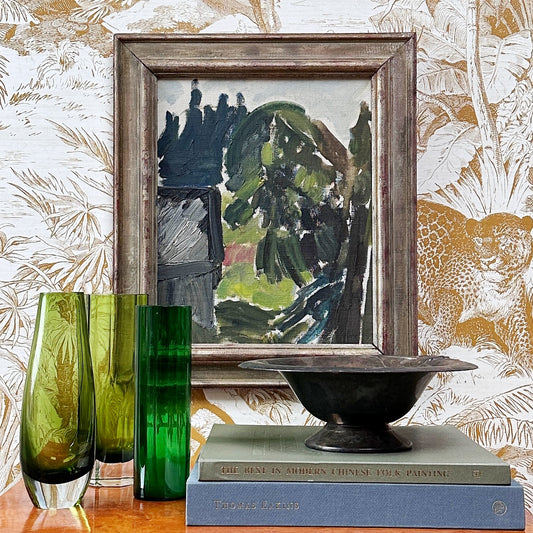 Original Vintage Mid Century Landscape Oil Painting Sweden