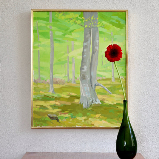 Mid Century Original Landscape Oil Painting from Sweden By E Persson
