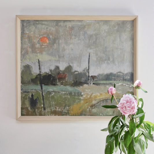 Vintage Art Room Original Landscape Oil Painting Sweden 1942