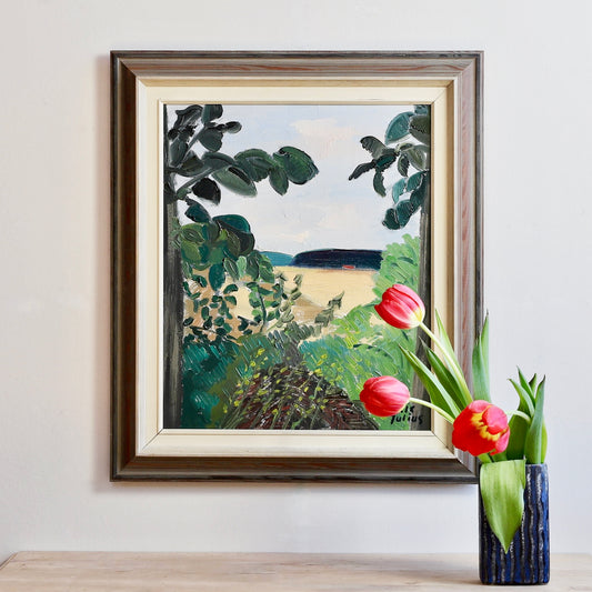 Mid Century Landscape Oil Painting by Listed Artist E Julius Sweden