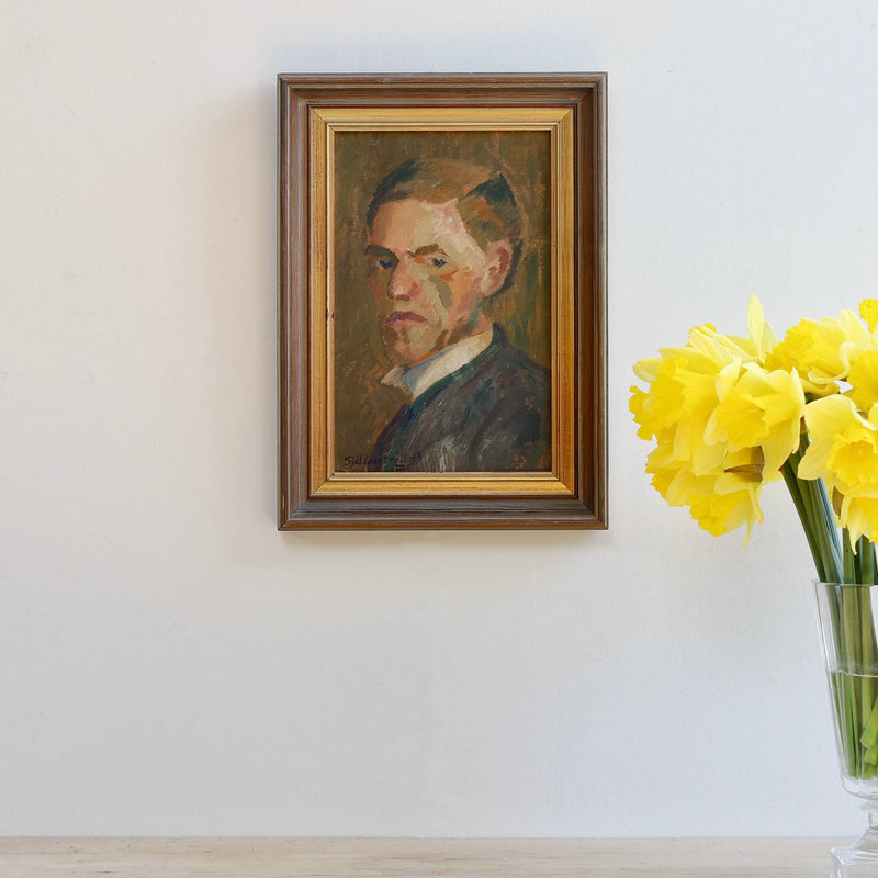 Vintage Art Room Artist Self Portrait from Sweden