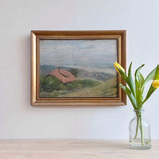 Mid Century Vintage Original Landscape Oil Painting From Sweden