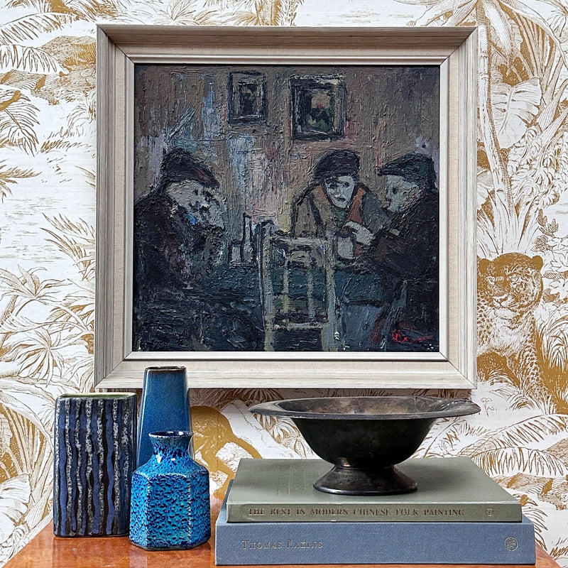 Mid Century Original Oil Painting From Sweden by K Christensen