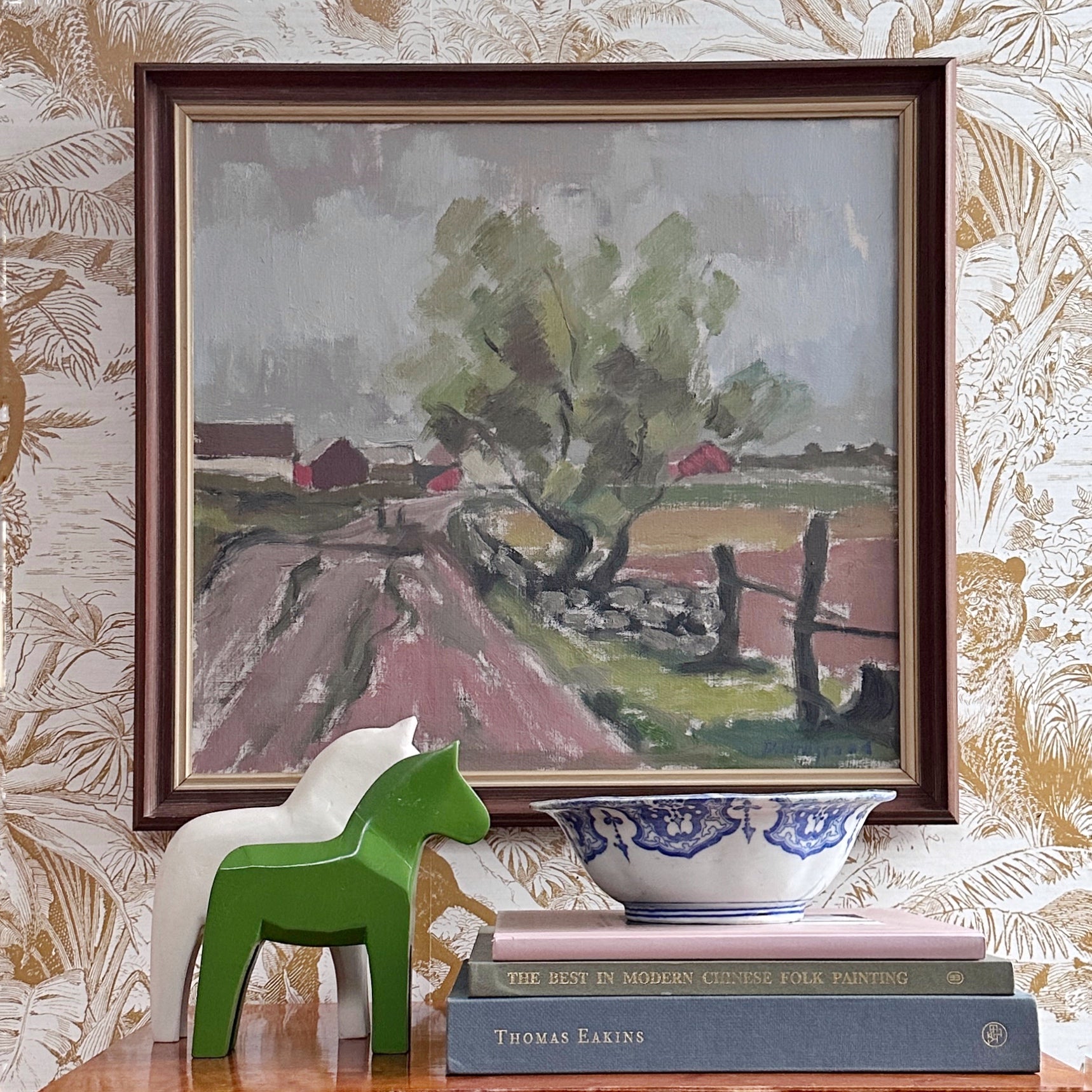 Original Vintage Mid Century Landscape Oil Painting Sweden