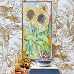 Original Vintage Sunflower Floral Oil Painting Sweden