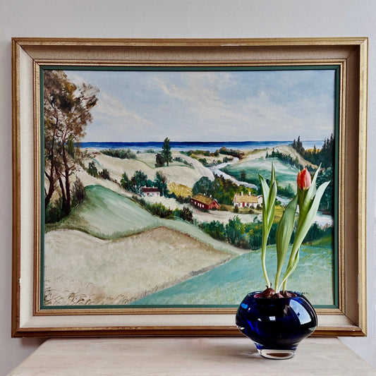 Vintage Art Coastal Oil Painting from Sweden