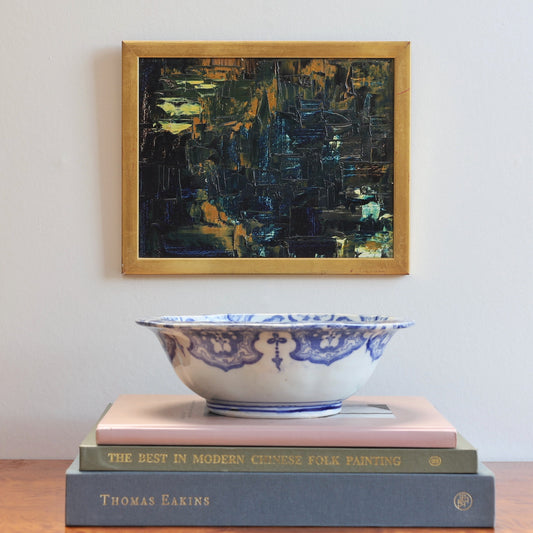Vintage Art Room Original Abstract Oil Painting from Sweden