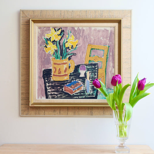 Original Mid Century Still Life Oil Painting From Sweden