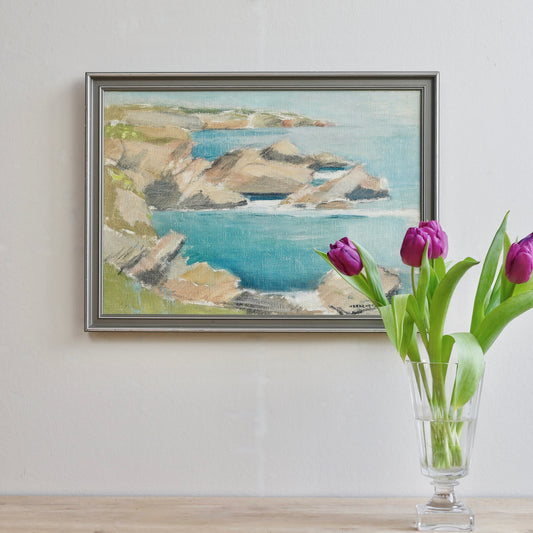 Mid Century Coastal Oil Painting By Nordengren Sweden