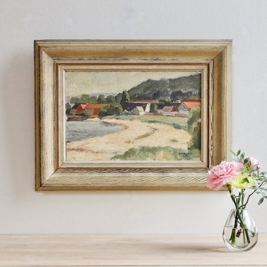 Vintage Art Room Coastal Painting from Sweden