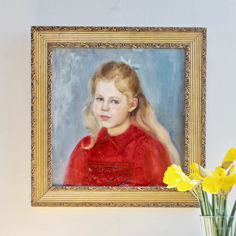 Vintage Art Room Mid Century Portrait from Sweden