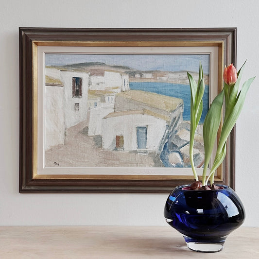 Vintage Oil Painting of Ibiza by T Nilsson from Sweden 1967