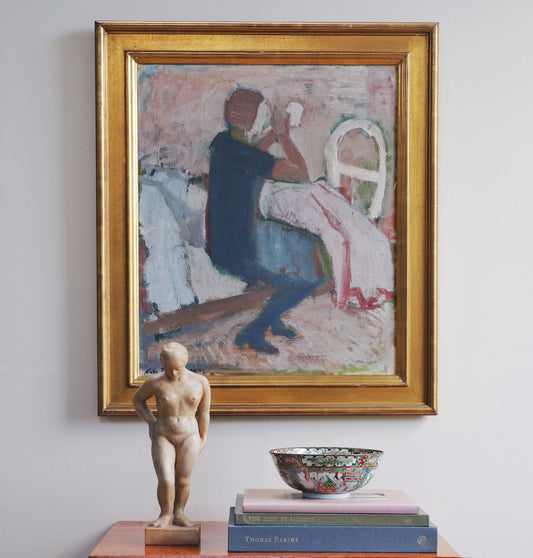 Vintage Mid Century Interior Oil Painting From Sweden