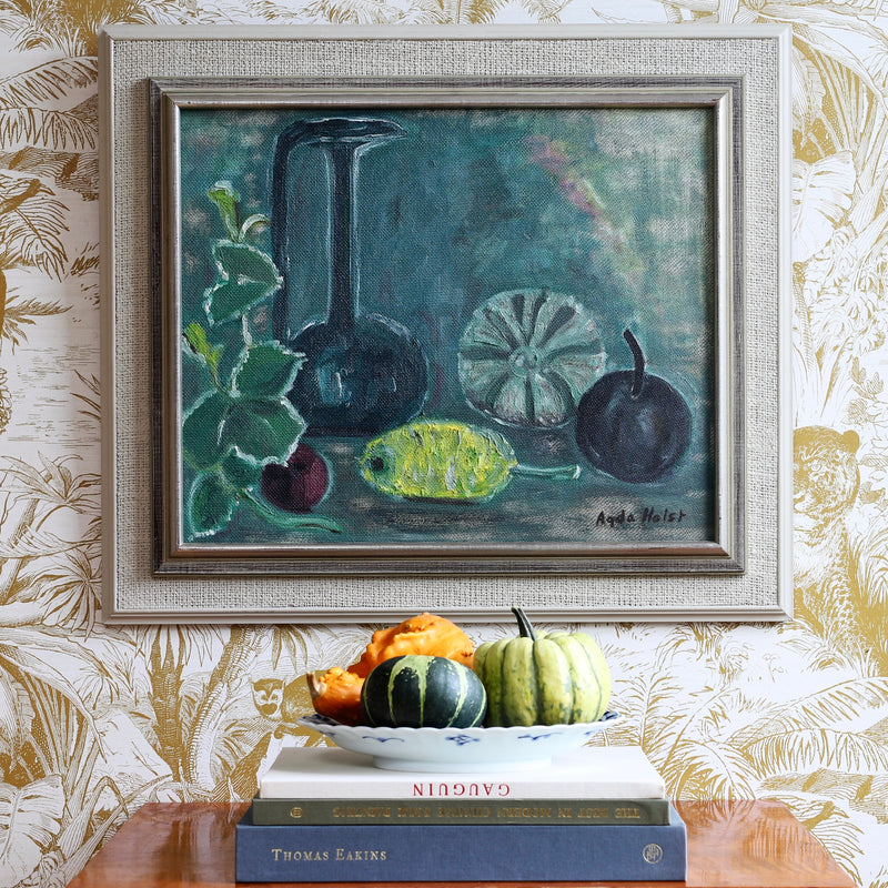 Vintage Mid Century Still Life Oil Painting From Sweden