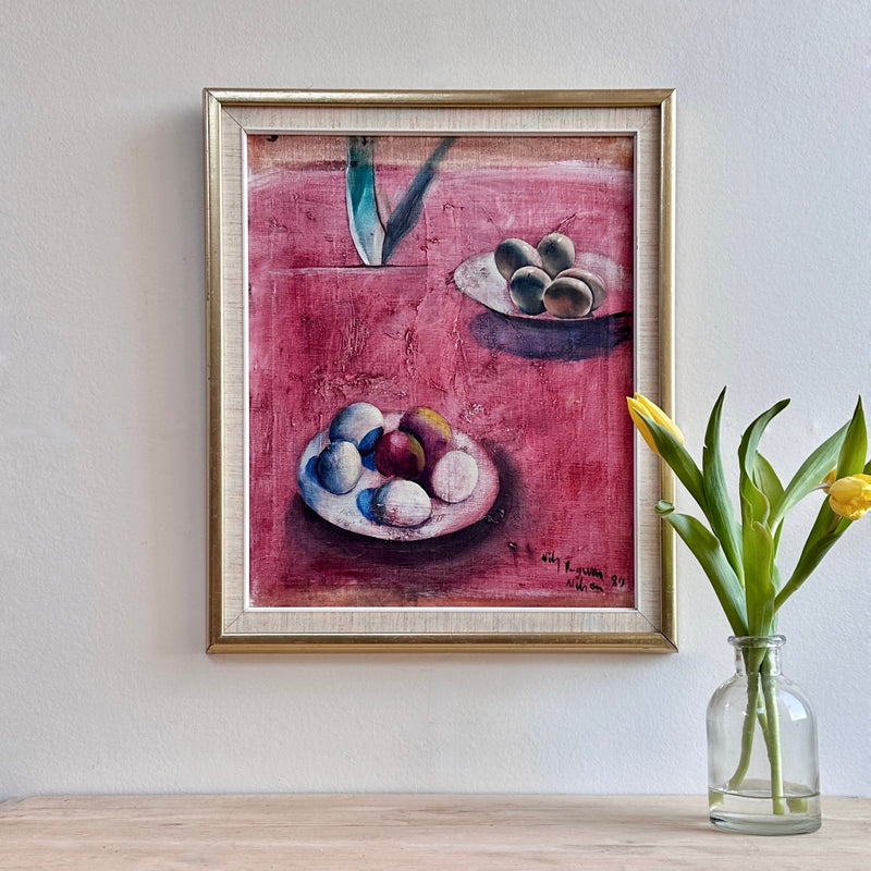 Vintage Original Still Life Oil Painting From Sweden