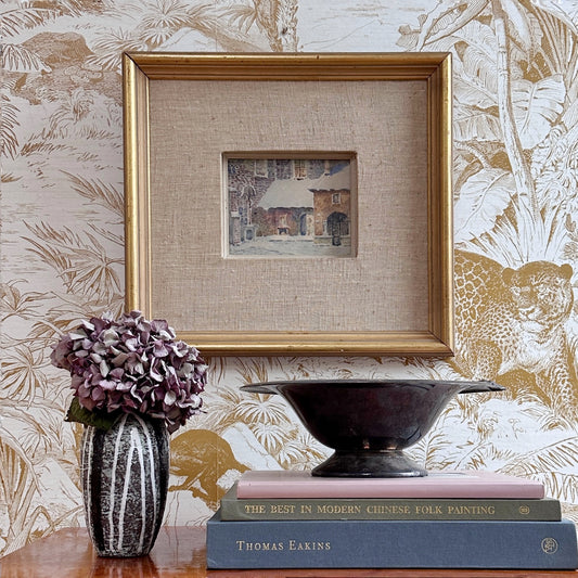 Vintage Mid Century Framed Original Watercolor from Poland of St Mary's Basilica