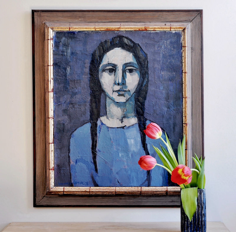 Vintage Art Room Mid Century Portrait from Sweden