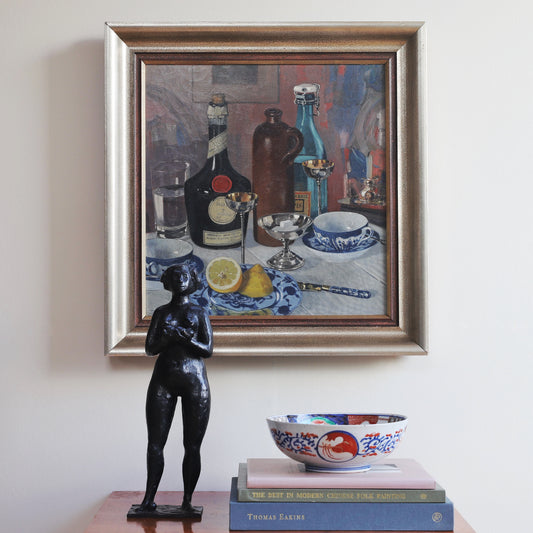 Vintage Mid Century Interior Oil Painting From Sweden 1929
